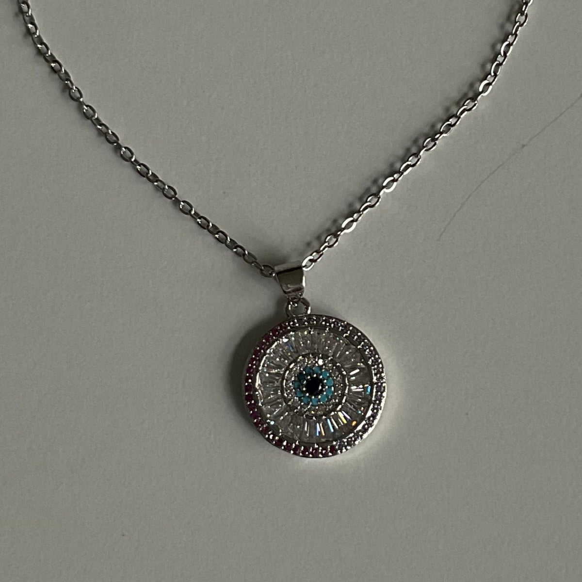 Gold Crystal Evil Eye Medallion