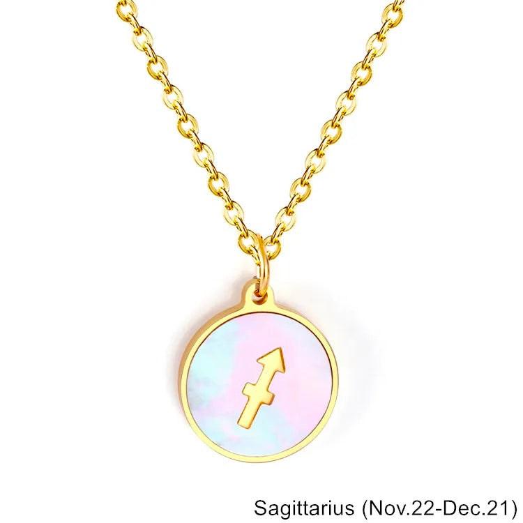 Mother of Pearl Zodiac Necklace - Gaia Luna