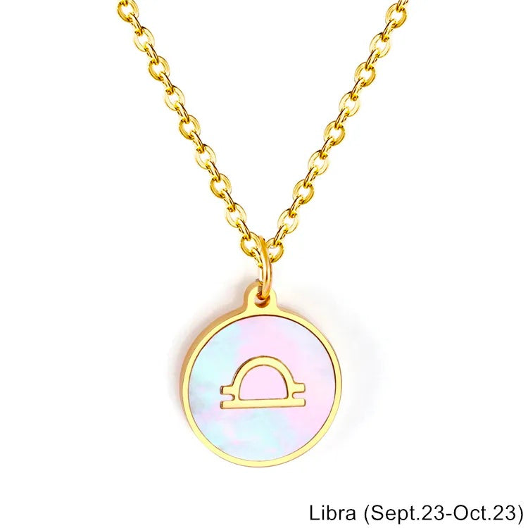 Mother of Pearl Zodiac Necklace - Gaia Luna