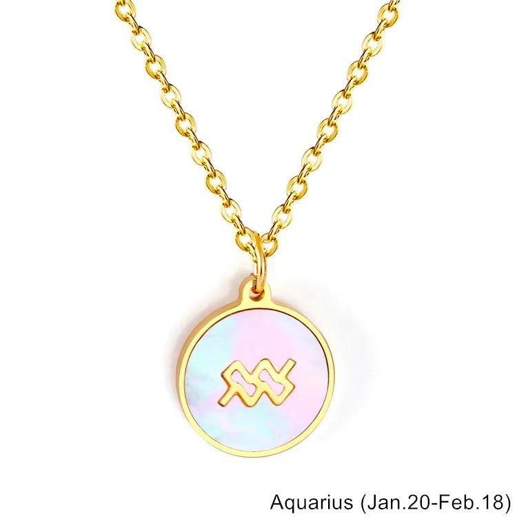 Mother of Pearl Zodiac Necklace - Gaia Luna