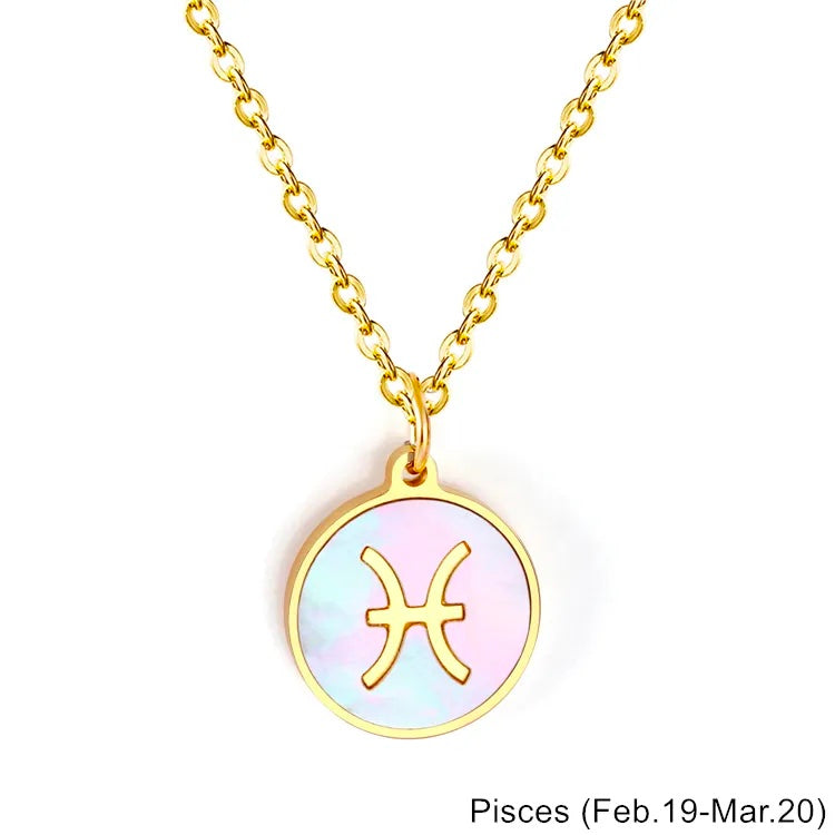 Mother of Pearl Zodiac Necklace - Gaia Luna