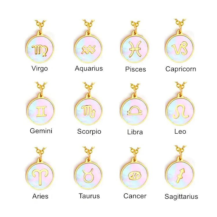 Mother of Pearl Zodiac Necklace - Gaia Luna