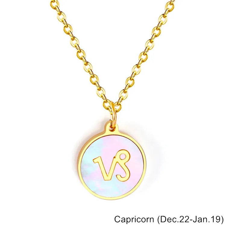 Mother of Pearl Zodiac Necklace - Gaia Luna
