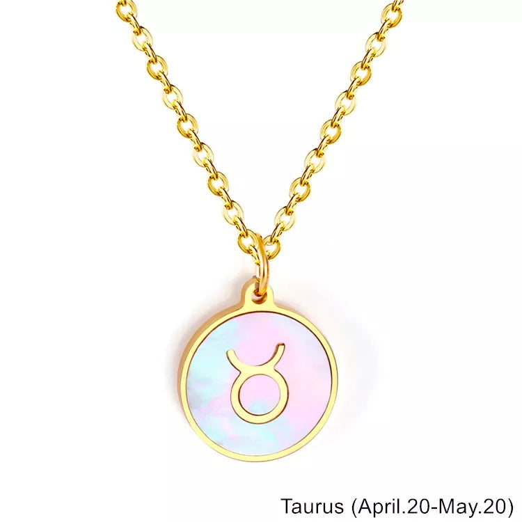 Mother of Pearl Zodiac Necklace - Gaia Luna