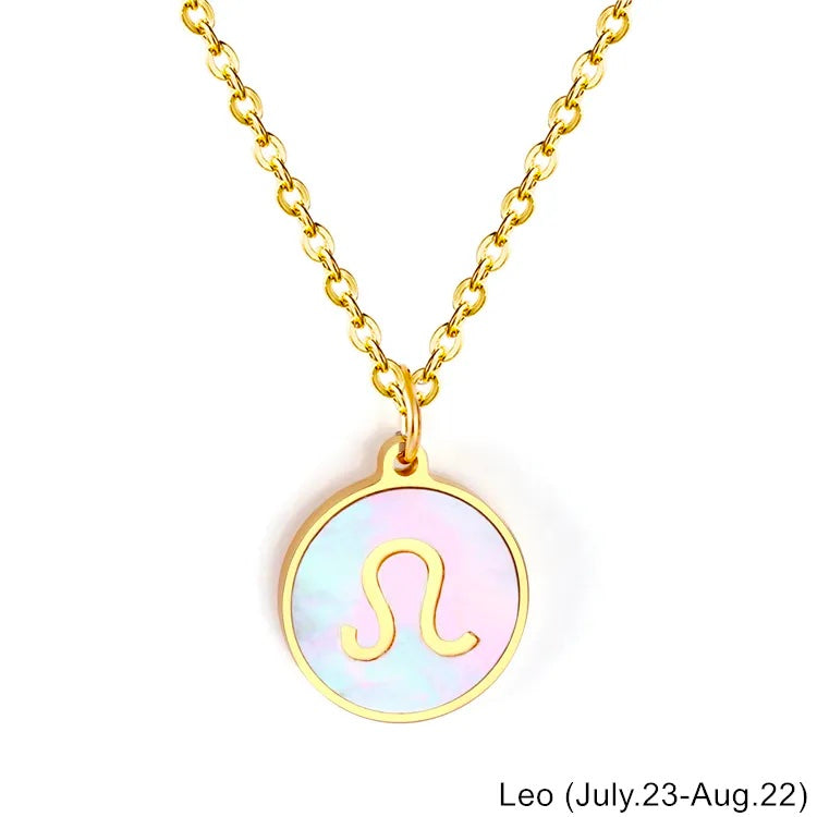 Mother of Pearl Zodiac Necklace - Gaia Luna