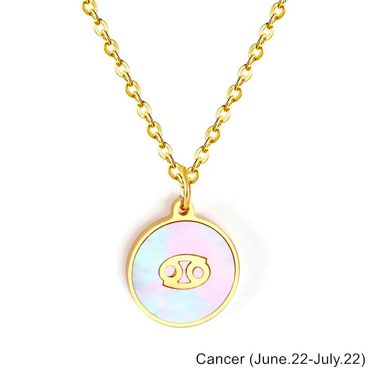 Mother of Pearl Zodiac Necklace - Gaia Luna