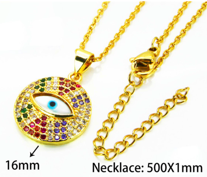 Rainbow Crystal Evil Eye Necklace - Gaia Luna