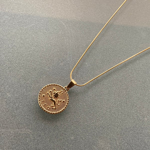 Gold Leo Constellation Medallion Necklace