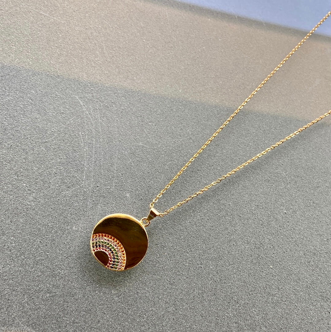 Gold Rainbow Diamonds Medallion - Gaia Luna