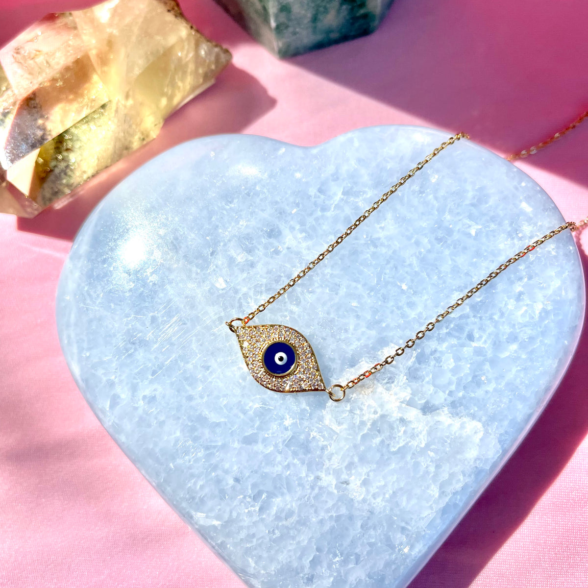 Statement Crystal Evil Eye Necklace - Gaia Luna