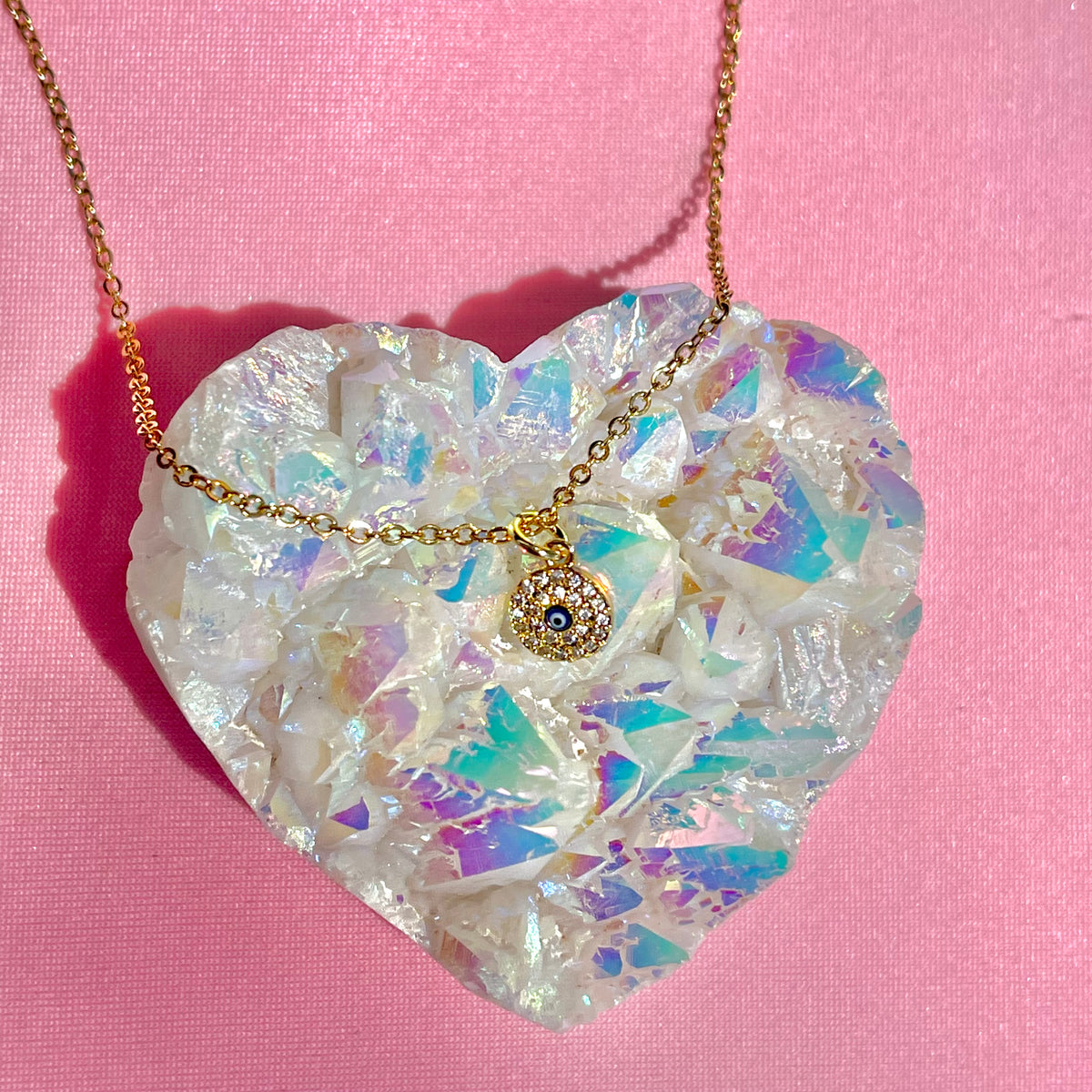 Dainty Gold or Silver Evil Eye Necklace - Gaia Luna