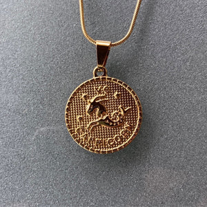 Gold Capricorn Constellation Medallion Necklace