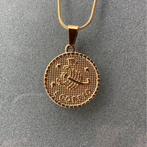 Gold Scorpio Constellation Medallion Necklace