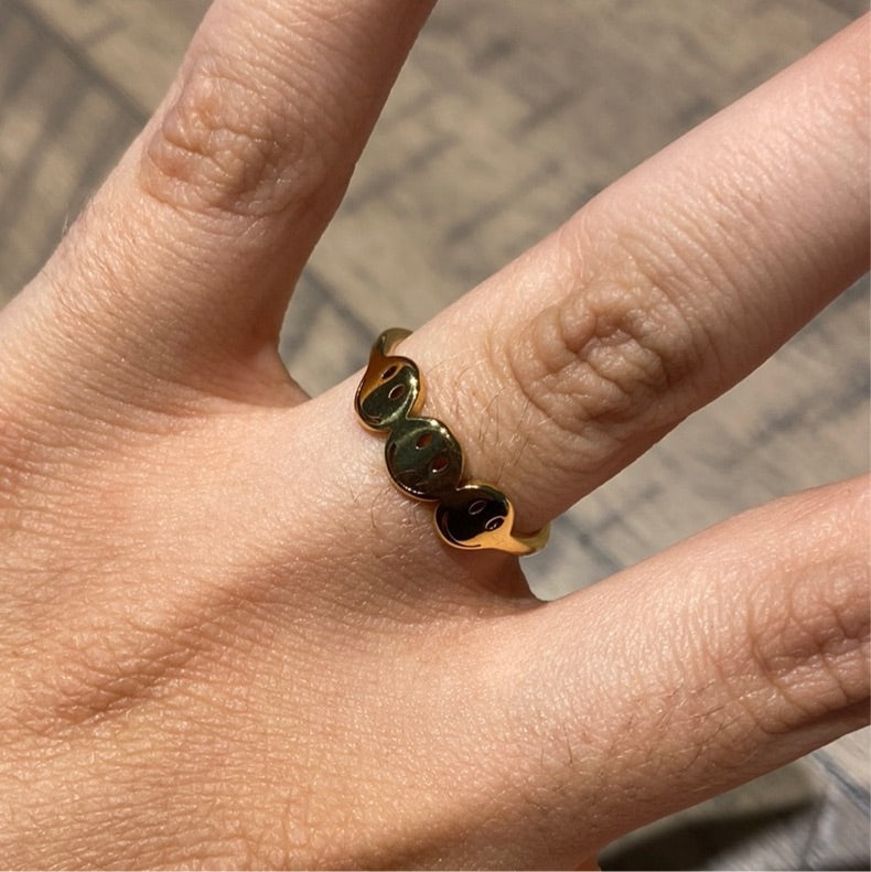 Gold Happy Faces Ring - Gaia Luna