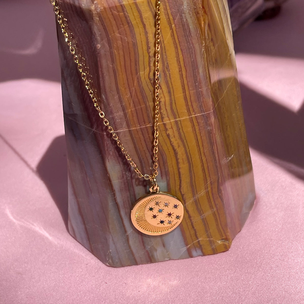 Crescent Rainbow Medallion Necklace - Gaia Luna