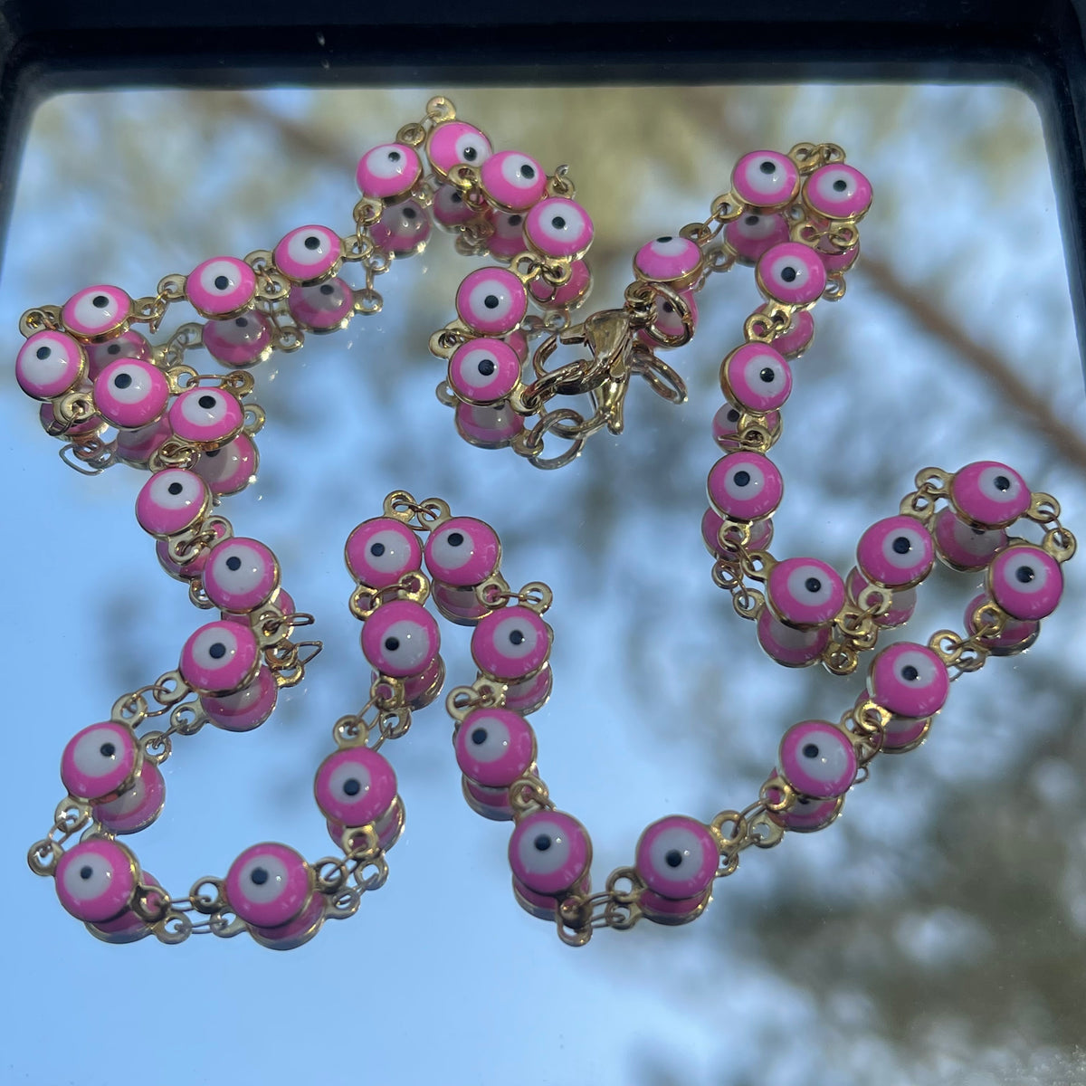 Pink Evil Eye Necklace - Gaia Luna