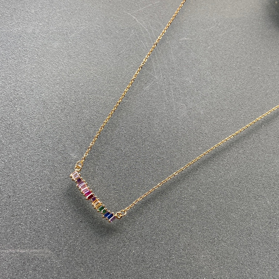 Rainbow Diamonds Gold Necklace - Gaia Luna