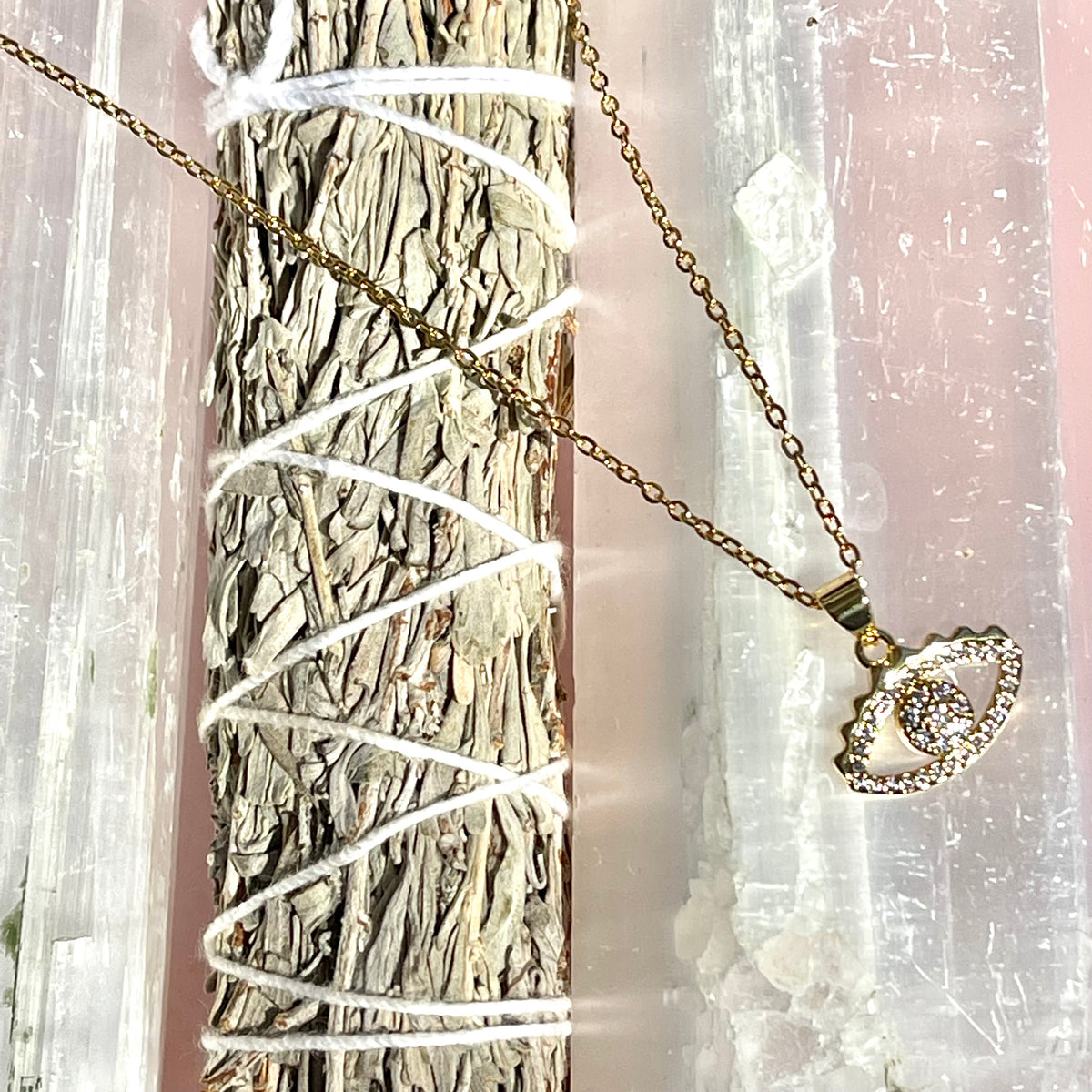 Crystal Evil Eye Necklace - Gaia Luna