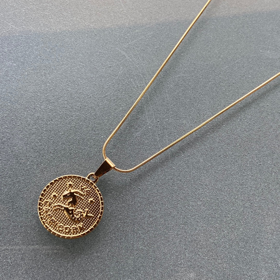 Gold Capricorn Constellation Medallion - Gaia Luna