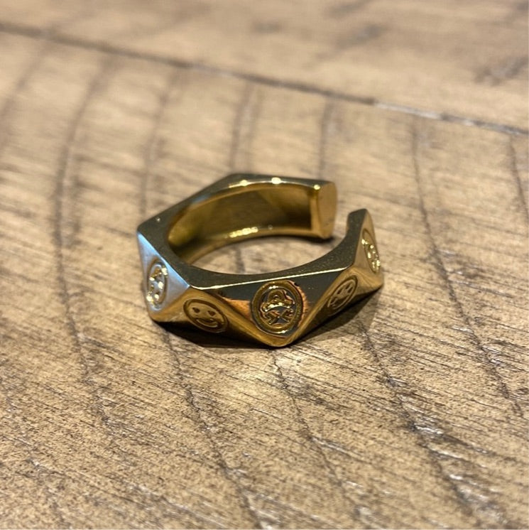 Adjustable Gold faces Ring - Gaia Luna